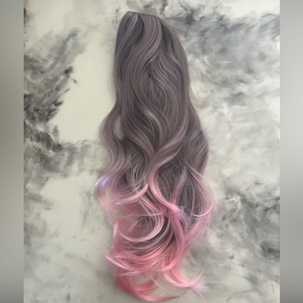 Gray & Light Pink Wig